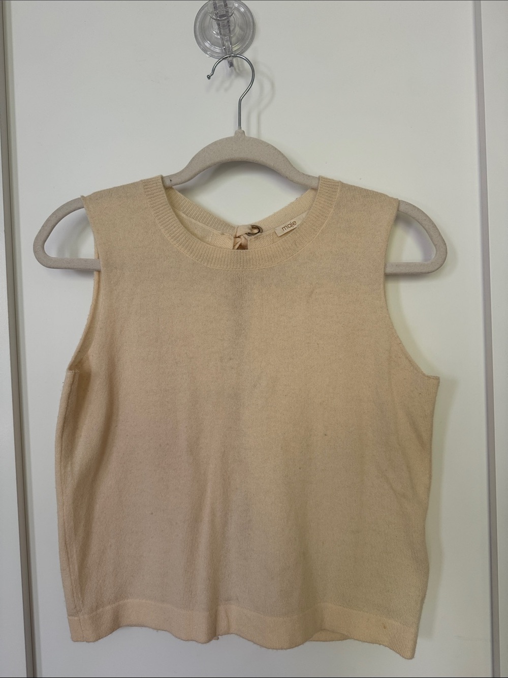 Maje Cream Sleeveless Knit Tank